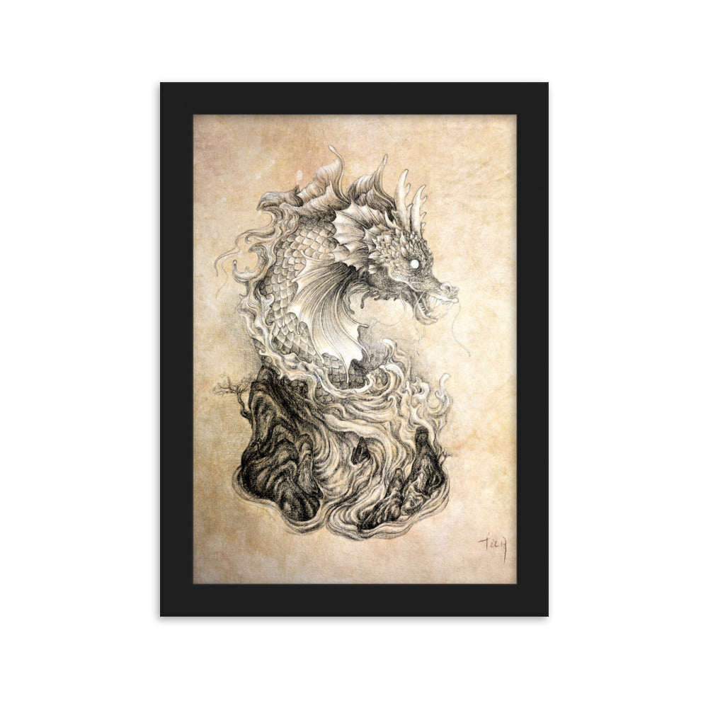 Chiwen's Tale: Water Dragon Guardian Framed Artwork