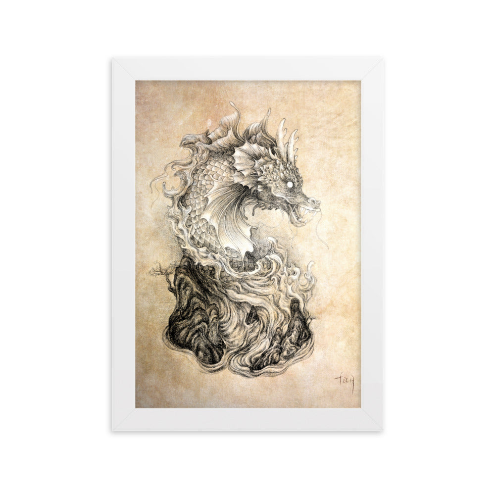 Chiwen's Tale: Water Dragon Guardian Framed Artwork